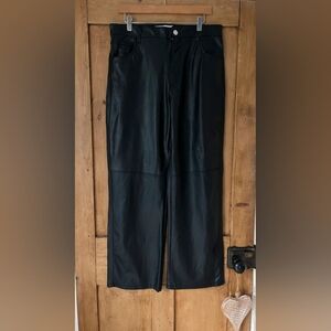 Bershka Faux Leather High Waisted Wide Leg Trousers